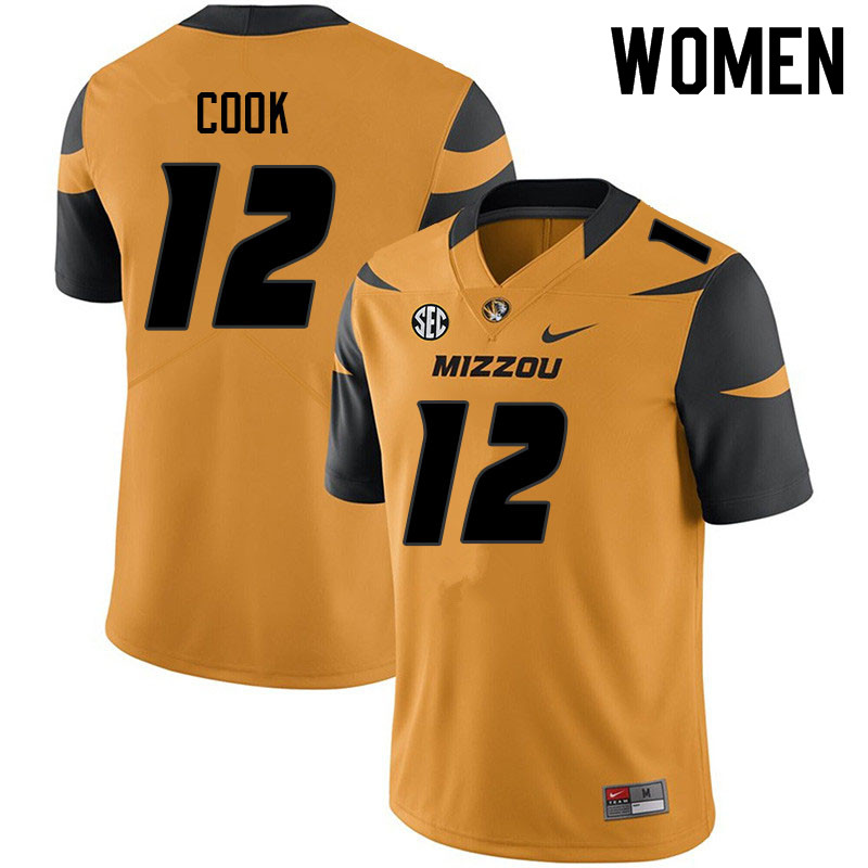 Women #12 Brady Cook Missouri Tigers College Football Jerseys Sale-Yellow - Click Image to Close